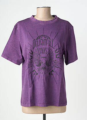 T-shirt coupe droite manches courtes violet ROSE GARDEN femme