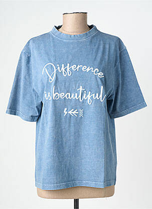 T-shirt coupe droite manches courtes bleu ROSE GARDEN femme
