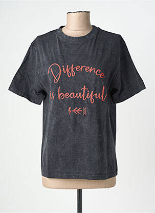 T-shirt coupe droite manches courtes noir ROSE GARDEN femme