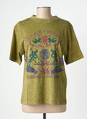 T-shirt coupe droite manches courtes vert ROSE GARDEN femme