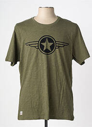 T-shirt sérigraphie floquée manches courtes vert DAYTONA homme