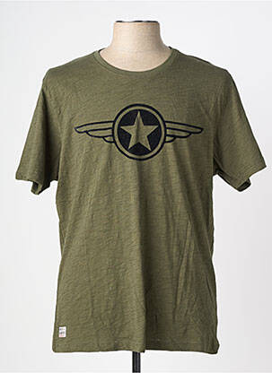 T-shirt sérigraphie floquée manches courtes vert DAYTONA homme
