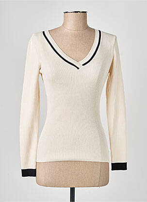 Pull coupe cintrée manches longues beige MORGAN femme
