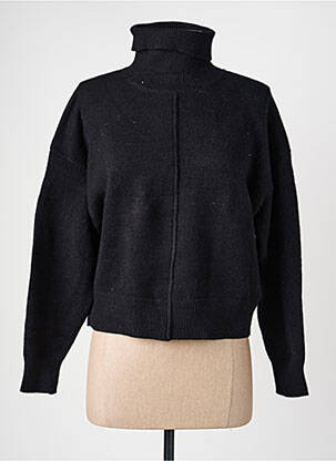 Pull col roulé coupe droite manches longues noir TIFFOSI femme