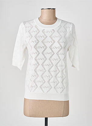 Pull col rond manches courtes blanc MORGAN femme