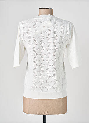 Pull col rond manches courtes blanc MORGAN femme