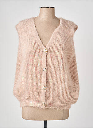 Gilet sans manche fermeture boutonnée sur le devant beige MADE IN ITALY femme
