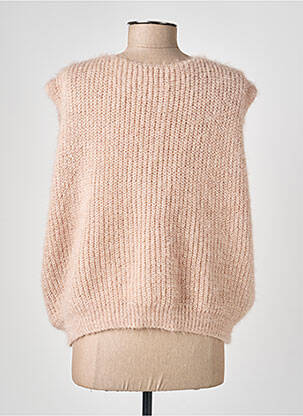 Gilet sans manche fermeture boutonnée sur le devant beige MADE IN ITALY femme