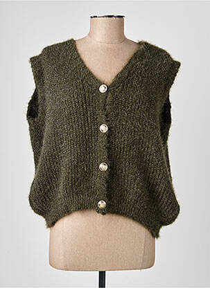 Gilet sans manche fermeture boutonnée sur le devant vert MADE IN ITALY femme