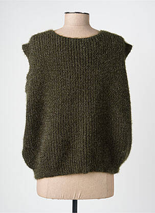 Gilet sans manche fermeture boutonnée sur le devant vert MADE IN ITALY femme