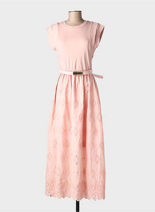 Robe longue manches courtes manches courtes rose MC LORENE femme