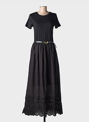 Robe longue manches courtes manches courtes noir MC LORENE femme