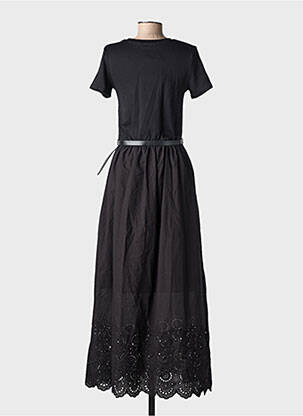 Robe longue manches courtes manches courtes noir MC LORENE femme