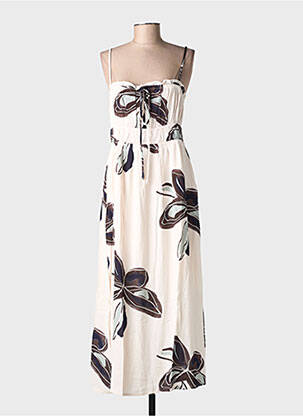 Robe mi-longue imprimé fantaisie sans manche beige TIFFOSI femme