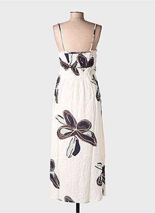Robe mi-longue imprimé fantaisie sans manche beige TIFFOSI femme