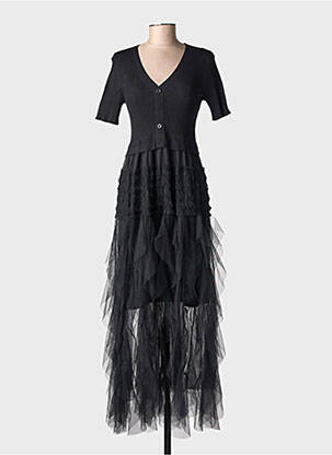 Robe longue manches courtes manches courtes noir MC LORENE femme