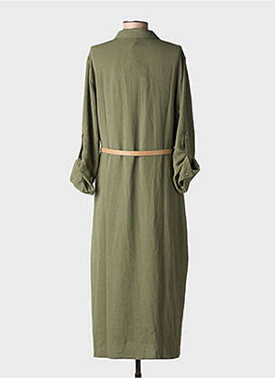 Robe longue tissage popeline manches longues vert TIFFOSI femme