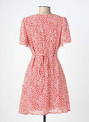 Robe mi-longue imprimé fleurs manches courtes rouge MAJOLICA femme
