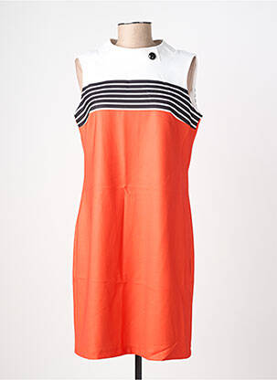 Robe mi-longue fermeture zippée au dos manches courtes orange HIPPOCAMPE femme