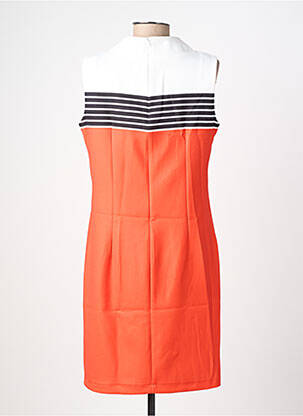 Robe mi-longue fermeture zippée au dos manches courtes orange HIPPOCAMPE femme