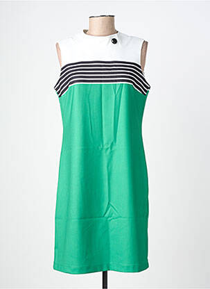 Robe mi-longue fermeture zippée au dos manches courtes vert HIPPOCAMPE femme