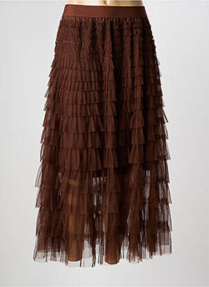 Jupe longue coupe évasée marron JOLIKO femme