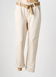 Pantalon slim taille élastique beige MADE IN ITALY femme