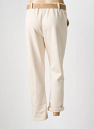 Pantalon slim taille élastique beige MADE IN ITALY femme