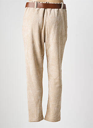 Pantalon slim taille élastique beige MADE IN ITALY femme