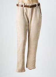 Pantalon slim taille élastique beige MADE IN ITALY femme