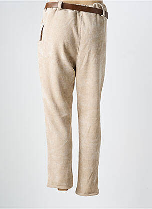 Pantalon slim taille élastique beige MADE IN ITALY femme