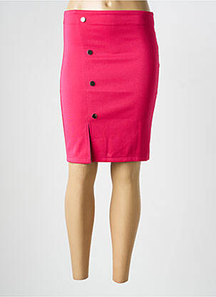 Jupe courte fermeture zippée au dos rose HF WOMAN COLLECTION femme