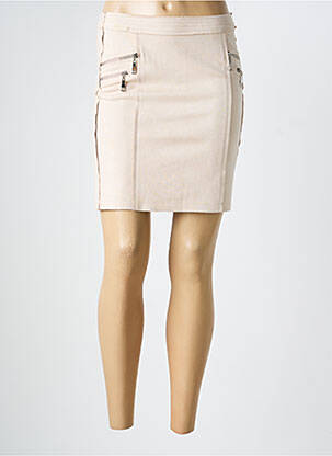 Mini-jupe coupe droite beige HF WOMAN COLLECTION femme