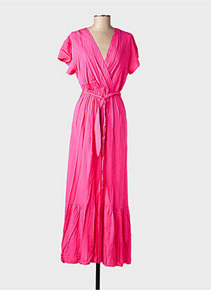 Robe longue manches courtes manches courtes rose C'FLO femme