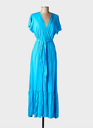 Robe longue manches courtes manches courtes bleu C'FLO femme