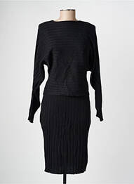 Robe mi-longue manches longues manches longues noir PARIS ET MOI femme