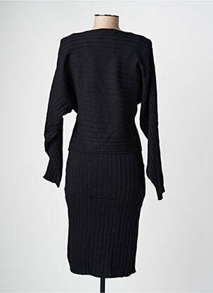Robe mi-longue manches longues manches longues noir PARIS ET MOI femme