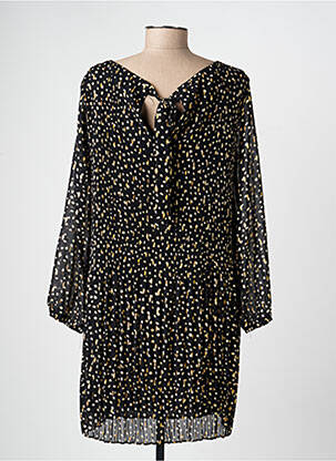 Robe mi-longue tissage crêpe manches longues noir EMMA ELLA femme