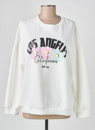 Sweat-shirt sérigraphie floquée manches longues blanc JOWELL femme