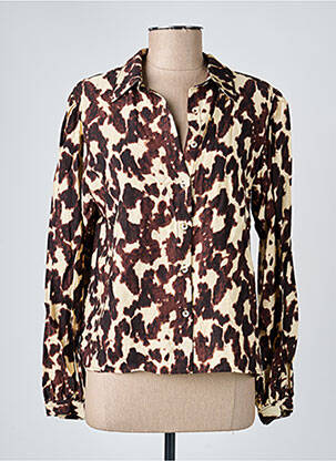 Chemisier coupe cintrée manches longues marron LOVIE & CO femme