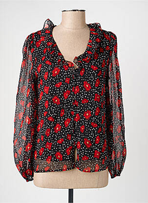 Chemisier tissage crêpe manches longues noir LOVIE & CO femme