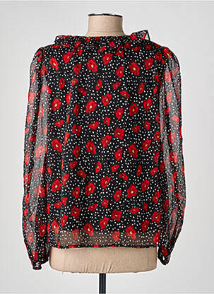 Chemisier tissage crêpe manches longues noir LOVIE & CO femme