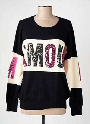 Pull coupe droite manches longues noir PARIS ET MOI femme