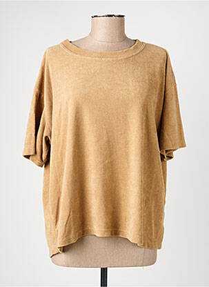 T-shirt coupe droite manches courtes marron BY COCO femme