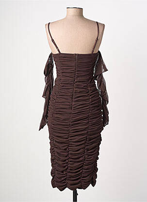 Robe mi-longue fermeture zippée au dos fines bretelles marron BOOHOO femme