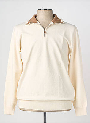Pull maille souple et aérée manches longues beige YVES ENZO homme