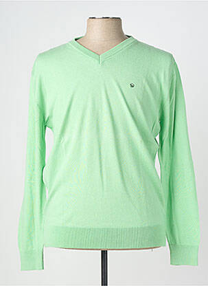 Pull col v manches longues vert BENSON & CHERRY homme
