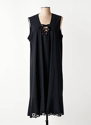 Robe mi-longue coupe fluide sans manche noir FRANCK ANNA femme