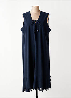 Robe mi-longue coupe fluide sans manche bleu FRANCK ANNA femme