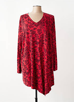 Tunique manches longues imprimé fantaisie rouge Q'NEEL femme